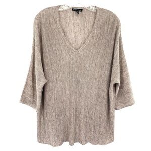 Eileen Fisher Linen Oversized Oatmeal Tunic Sweater Dolman Sleeve